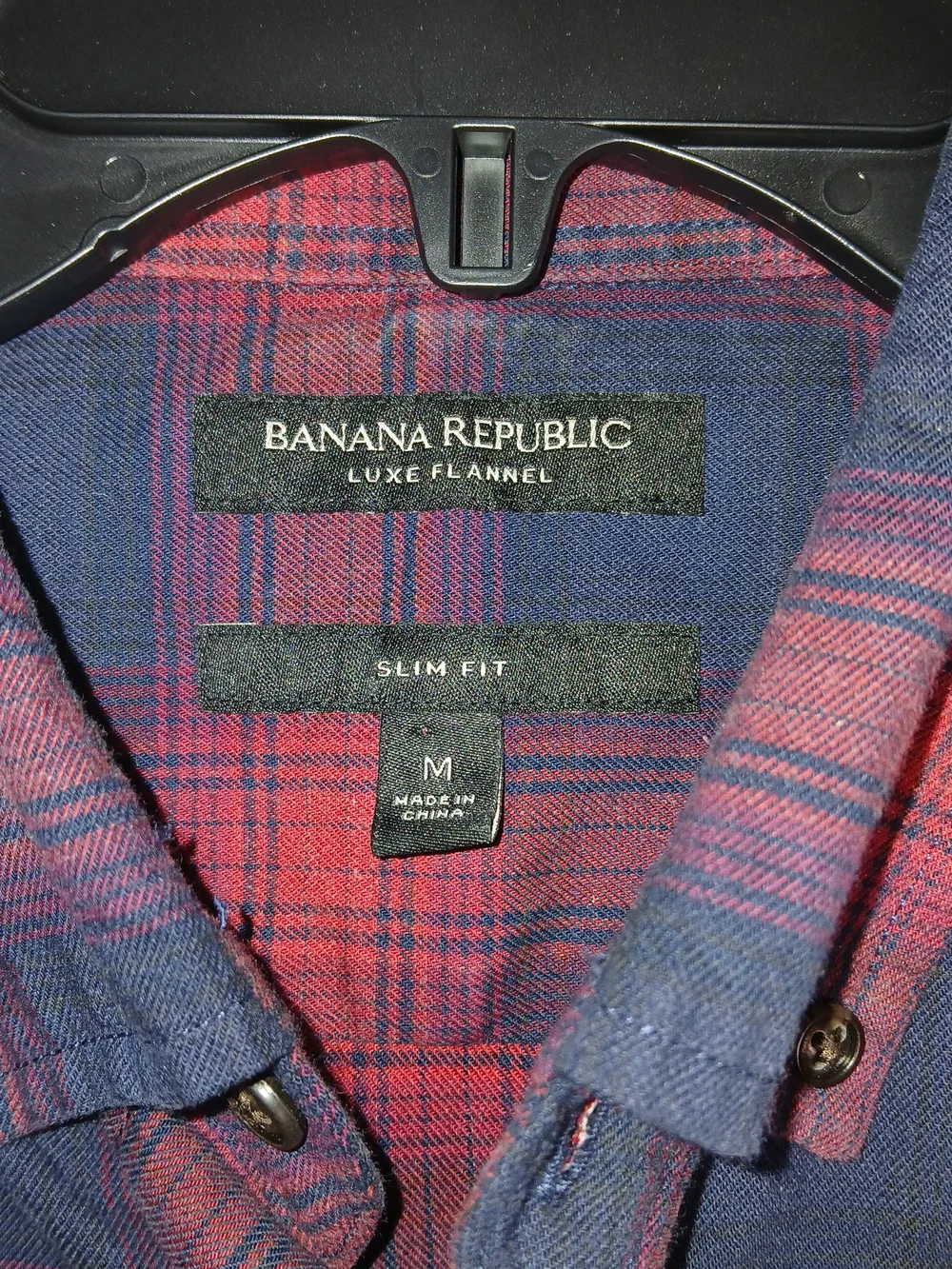 Banana Republic red blue plaid Luxe‎ Flannel Slim Fit Size Medium Cotton
